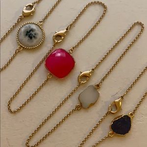 Dainty Gold Gemstone Bracelets (Set of 4)